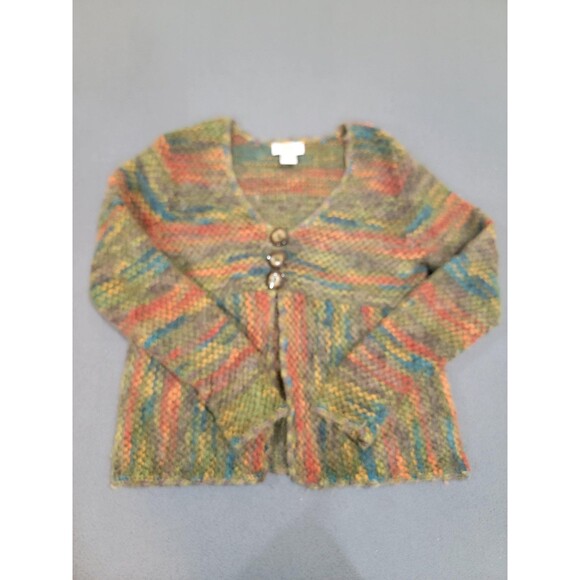 Talbots Petites Sweater Womens Large Multi Color Mohair Blend Button Cardigan - Picture 1 of 12